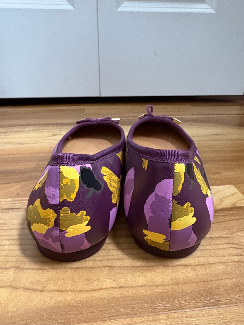 Coach Purple Floral Canvas Ballet Flats with Bow Accents - Picture 9 of 10
